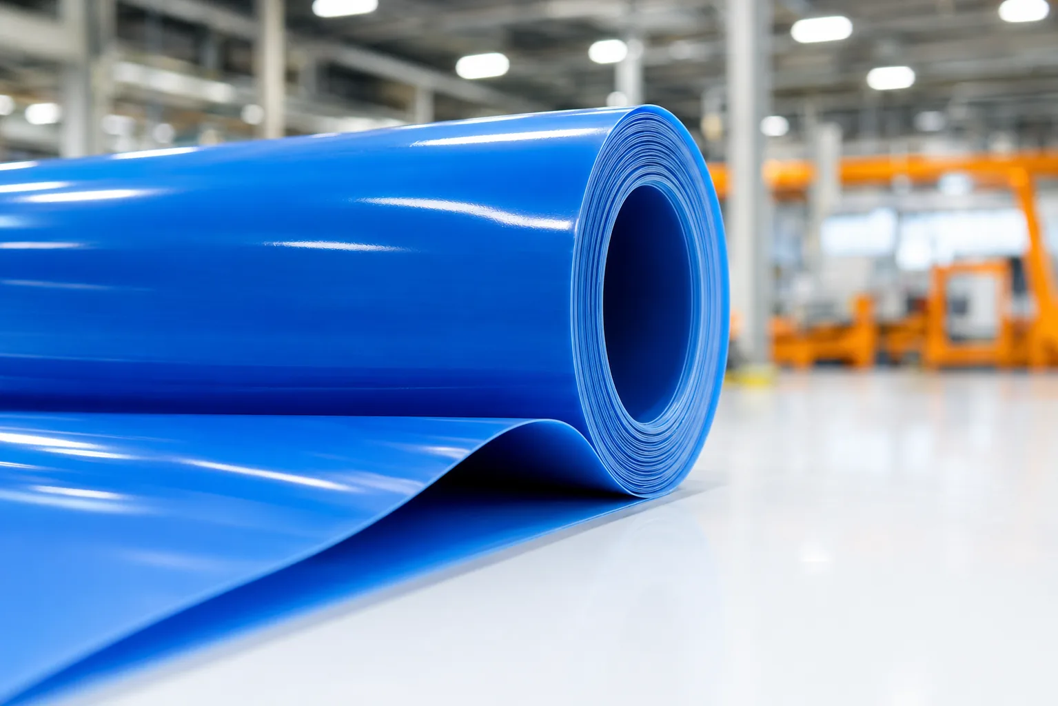Blue advanced insulation film roll in a clean manufacturing environment