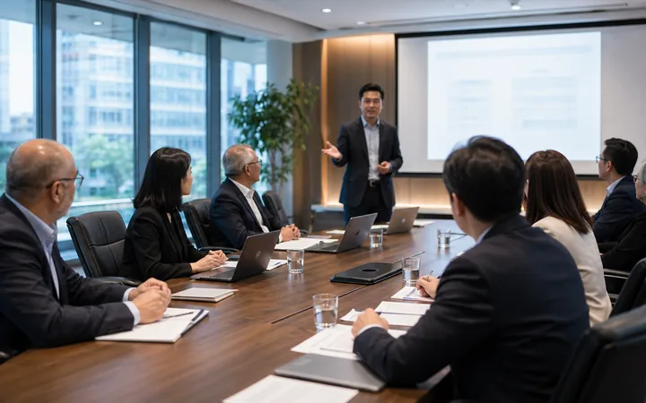 Generated corporate annual general meeting in a modern boardroom