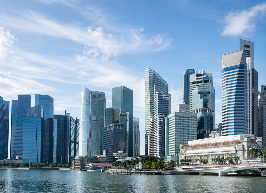 Generated Singapore central business district skyline from the waterfront