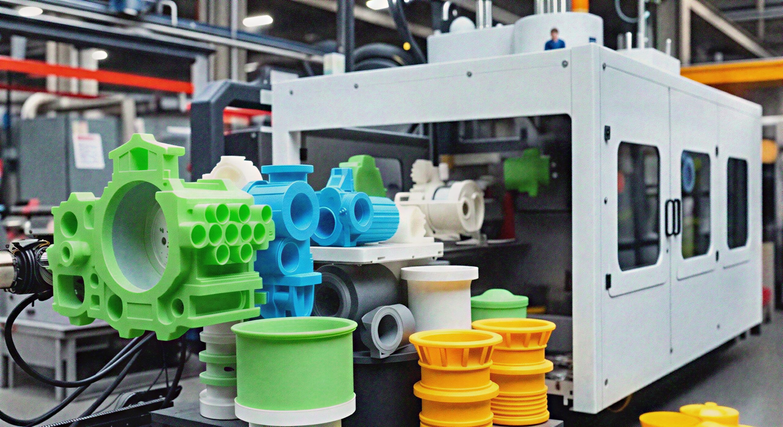 Injection molding machine with precision molded parts