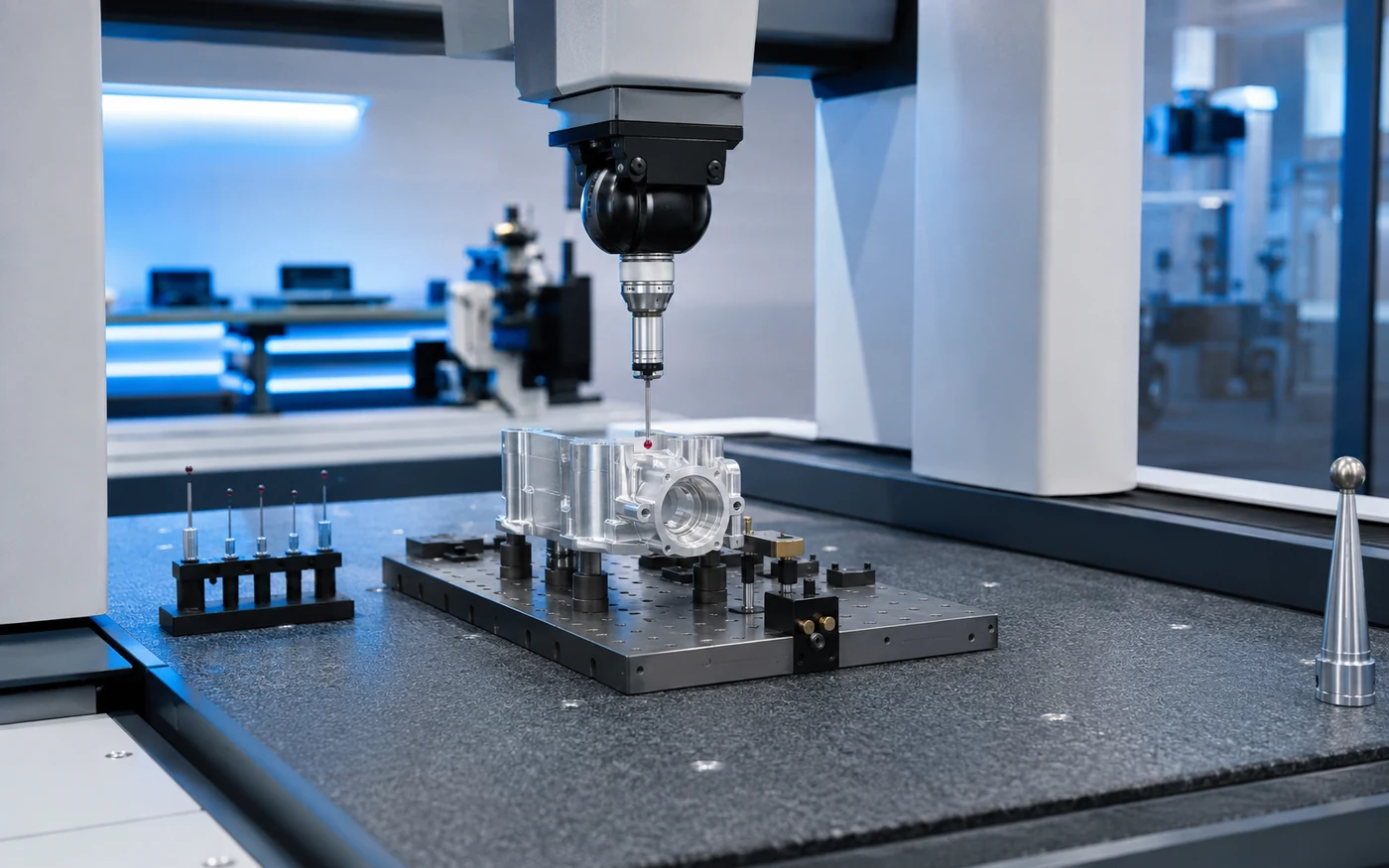 CMM and optical inspection equipment used for precision component validation