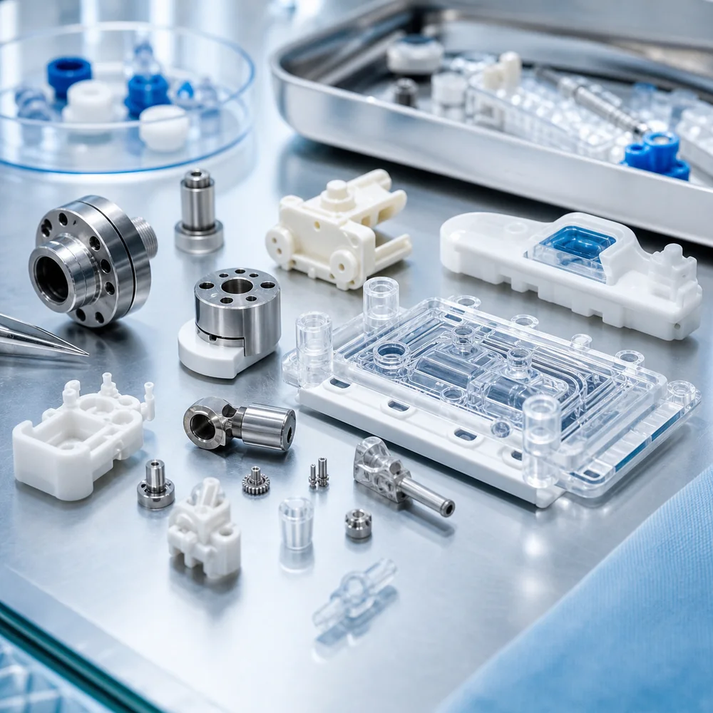 High precision medical device components and microfluidic parts