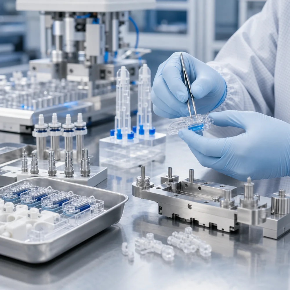 Cleanroom workstation assembling precision medical device components